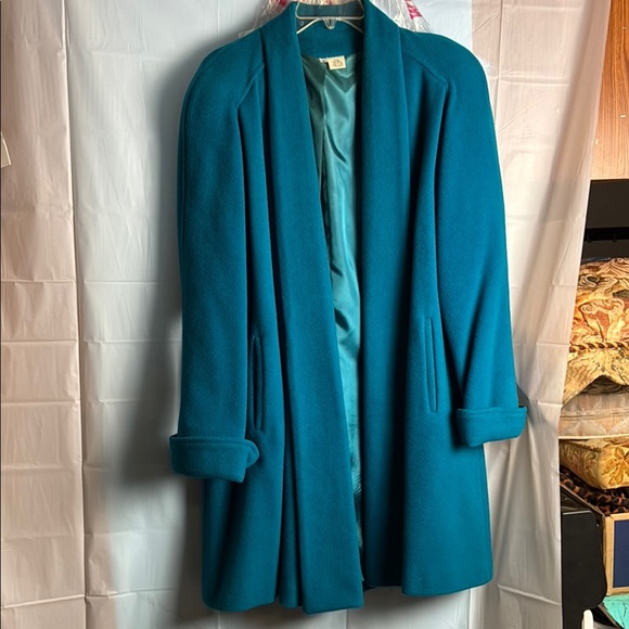 Blue Trench Coat with Minimalist Design and Shawl Collar - Picture 1 of 7